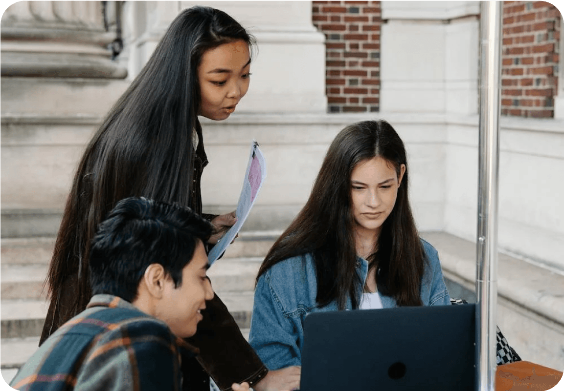 Students working on application